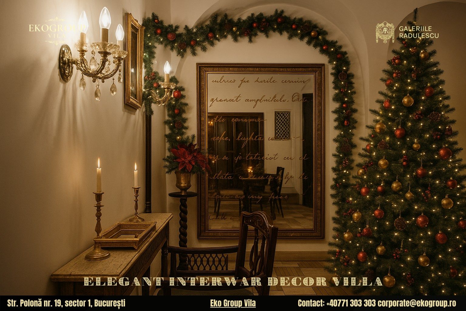 Decoratiuni de Crăciun în stil interbelic: eleganța nobiliară a Eko Group Vila în expoziția Crăciunul anilor ’30